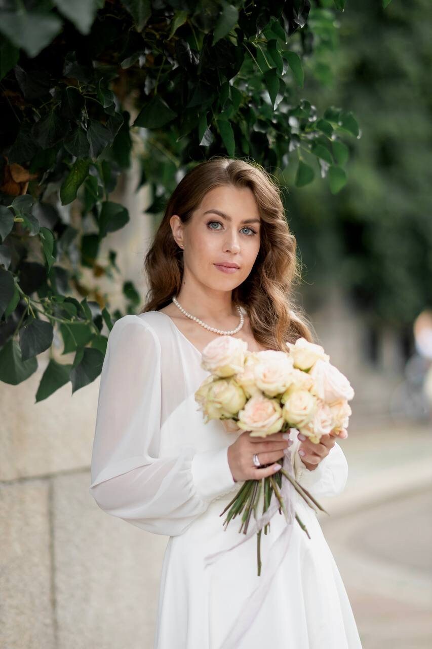 Chiffon Knee-length Wedding Dress: Elopement Bridal Gown