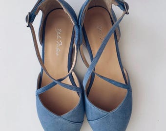 Dusty Blue Wedding Flats: Handmade Bridal Shoes, Something Blue