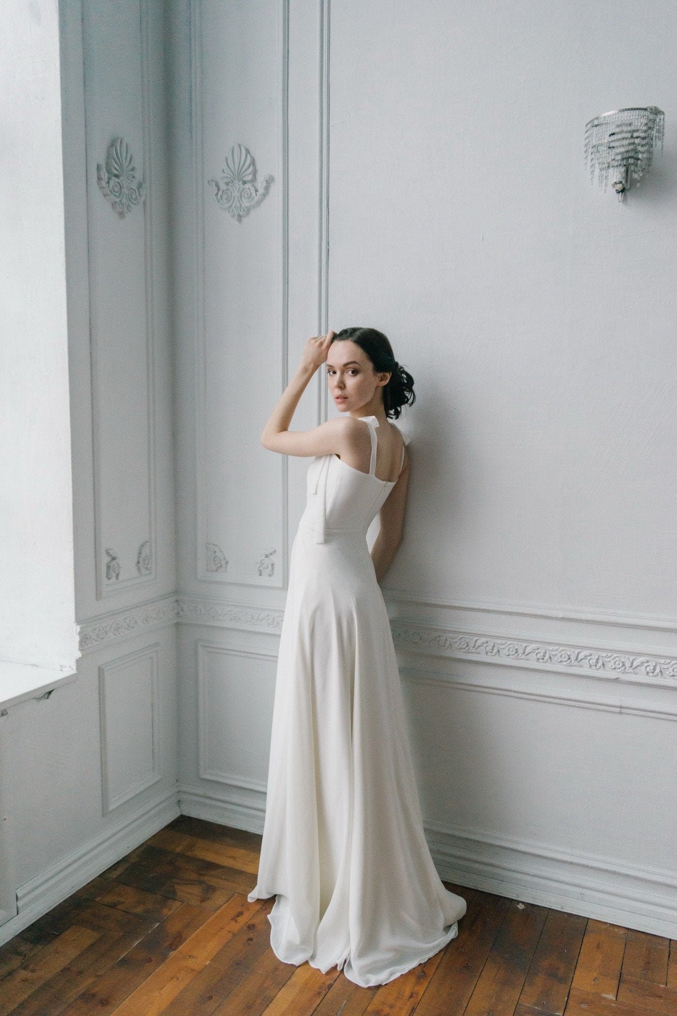 Chiffon Wedding Dress Simple Wedding Dress Bohemian | Etsy