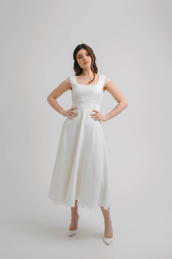 TEA LENGTH wedding dress short wedding dress made to | Etsy