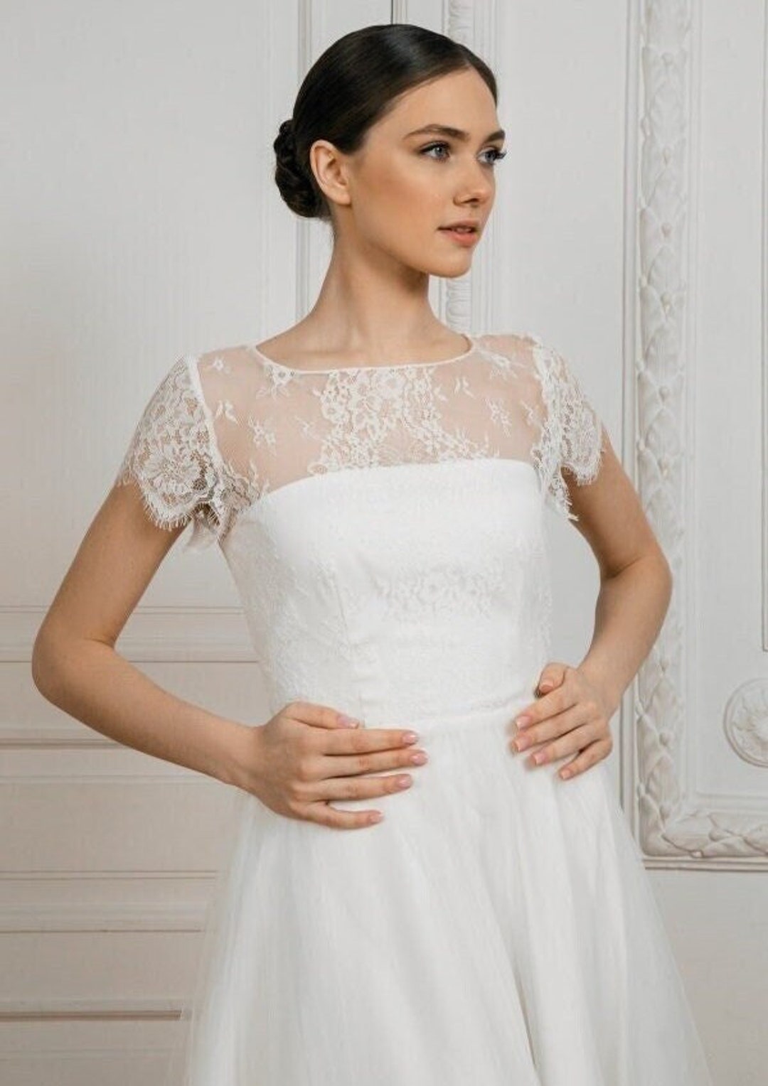 Lace Wedding Dress Satin Wedding Dress Civil Wedding Dress Etsy