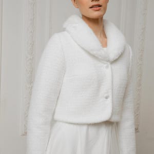Wedding jacket • wool coat • bridal jacket • modern bridal top • wool jacket for bridal dress • crop jacket for bride • warm cover for fall