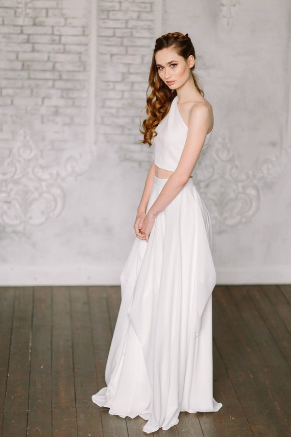 Crop top wedding dress • two piece wedding dress • alternative wedding –  BridalgardenStudio