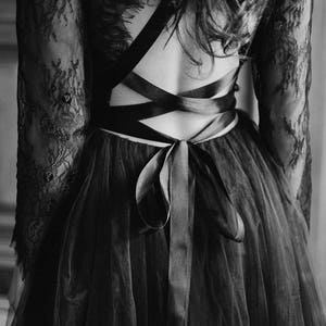 Black Wedding Dress Gothic Dress Lace Wedding Dress Long Sleeve Dress ...
