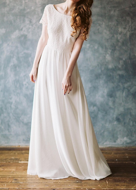 Lace Wedding Dress  A-line Wedding Dress  Simple Wedding Dress  V Open  Backline  Casual Wedding Dress  Beach Wedding Dress - Etsy