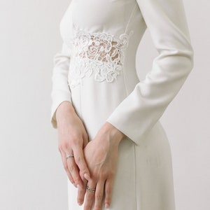 Modest wedding dress winter wedding dress lace dress long sleeves casual wedding dress crepe dress image 8