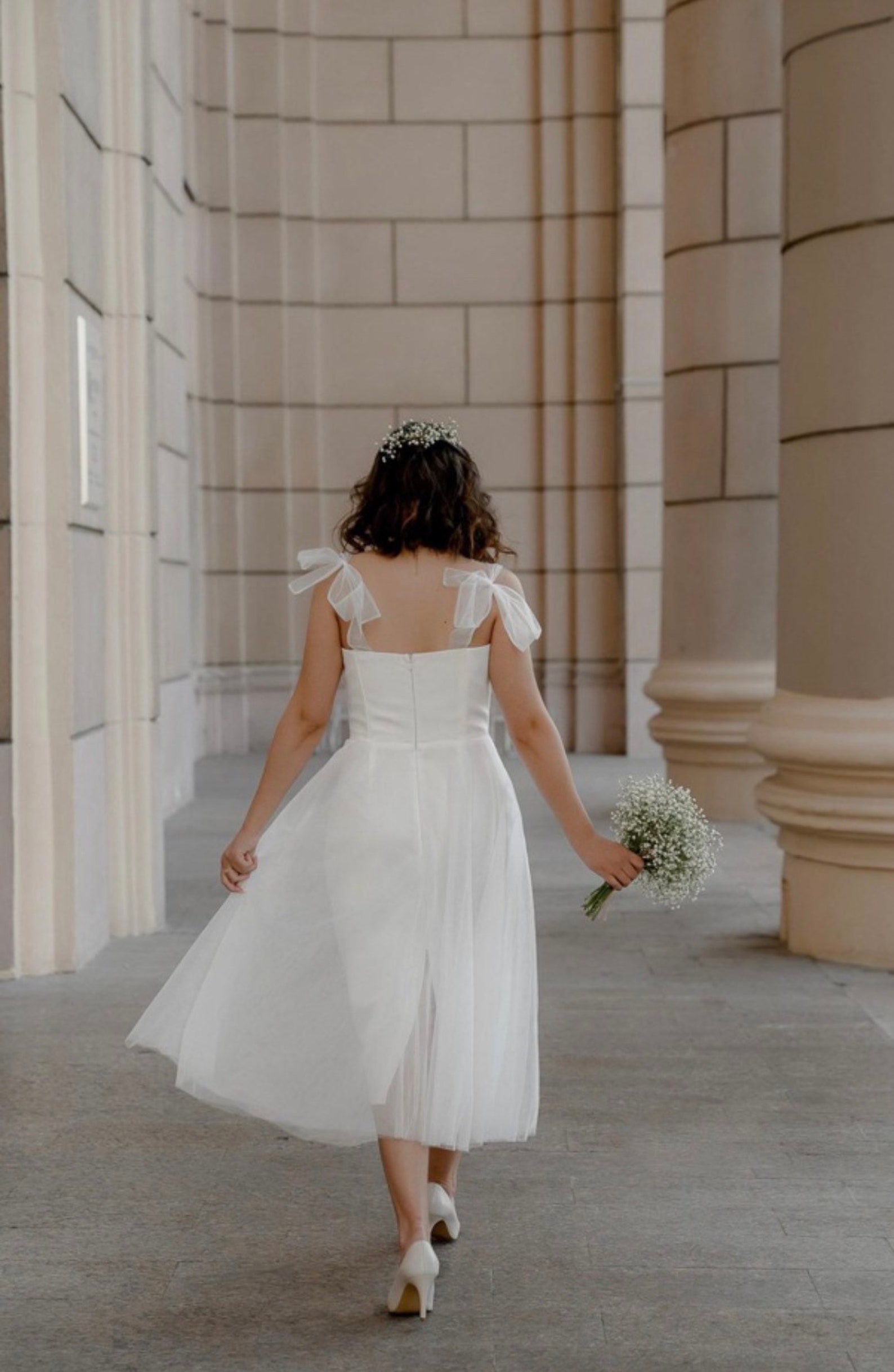 midi tulle wedding dress