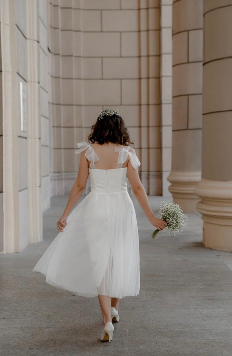 Midi Wedding Dress Tulle Wedding Dress Modest Wedding - Etsy