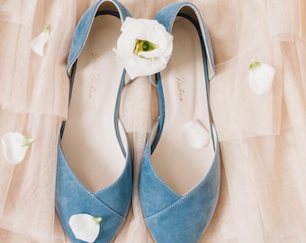 Handmade Dusty Blue Wedding Flats: Bridal Shoes, Something Blue