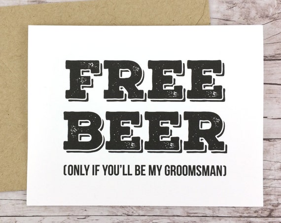 Free Beer Card Will You Be My Groomsman Card (FPS0012)