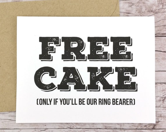 Free Cake Card Will You Be Our Ring Bearer Card (FPS0012)