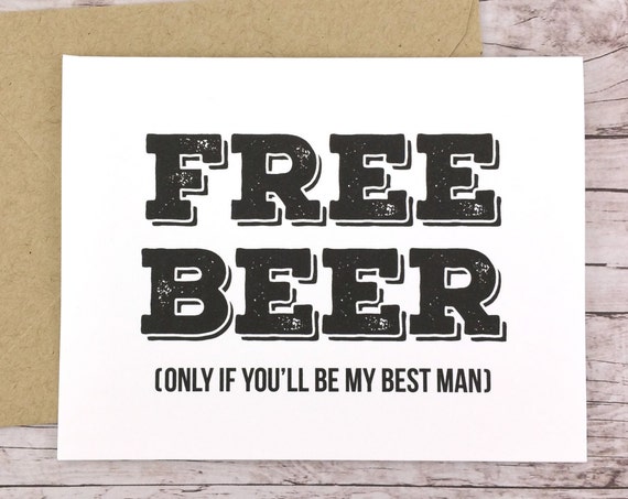 Free Beer Card Will You Be My Best Man Card (FPS0012)