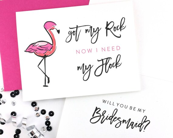 Flamingo Will You Be My Bridesmaid Card (FPS0007)
