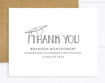 Set of Personalized Graduation Thank You Cards with Envelopes (FPS0023TYP)