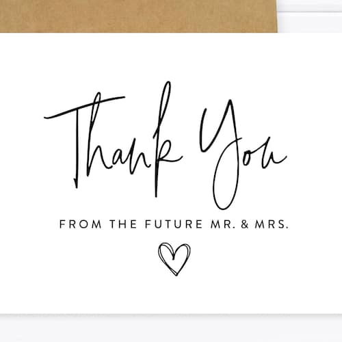 Set of Bridal Shower Thank You Cards With Envelopes Etsy