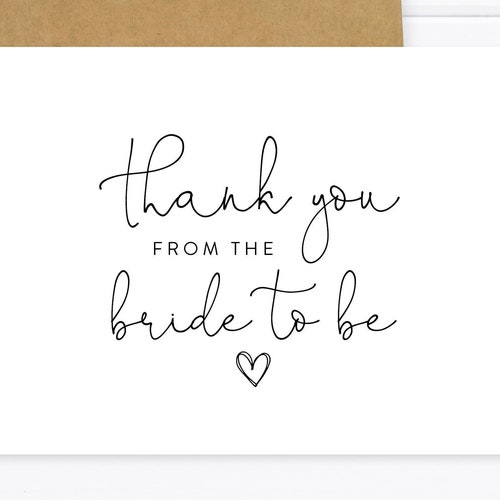 Set of Bridal Shower Thank You Cards With Envelopes Etsy