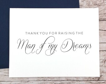 Note Card Cream Thank You for Raising the MAN of my Dreams Recycled WEDDING Day Eco Friendly To Your IN LAWS RUSTIC Note Card Cream Thank You for Raising the MAN of my Dreams Recycled WEDDING Day Eco Friendly To Your IN LAWS RUSTIC
