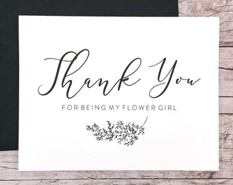 Thank You Flower Girl Card Card for Bridesmaids Card for - Etsy