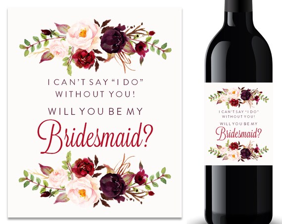 Will You Be My Bridesmaid Wine Label Bridesmaid Proposal Wine Label (FPS0050)