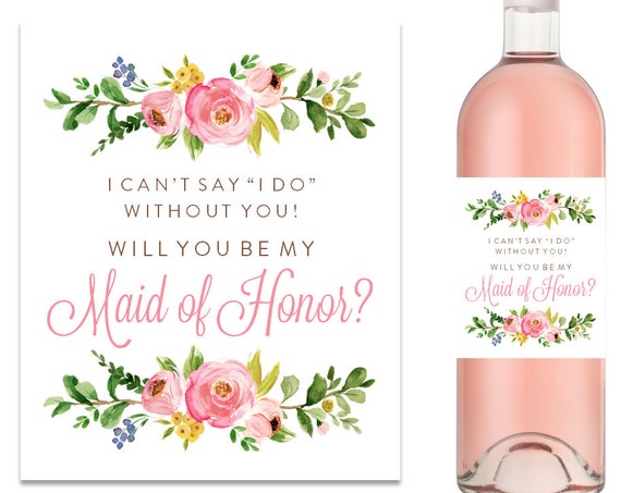 Will You Be My Bridesmaid Wine Label Bridesmaid Proposal Wine Label (FPS0001)