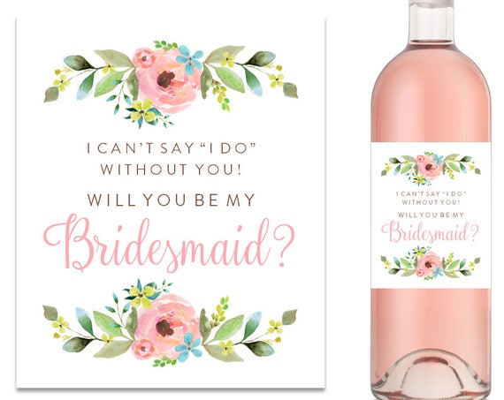 Will You Be My Bridesmaid Wine Label Bridesmaid Proposal Wine Label (FPS0013)