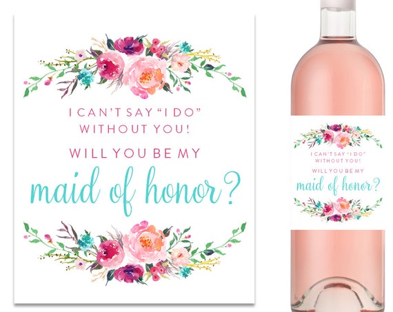 Will You Be My Bridesmaid Wine Label Bridesmaid Proposal Wine Label (FPS0021)