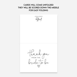 Set of Bridal Shower Thank You Cards with Envelopes FPS0014TY image 6