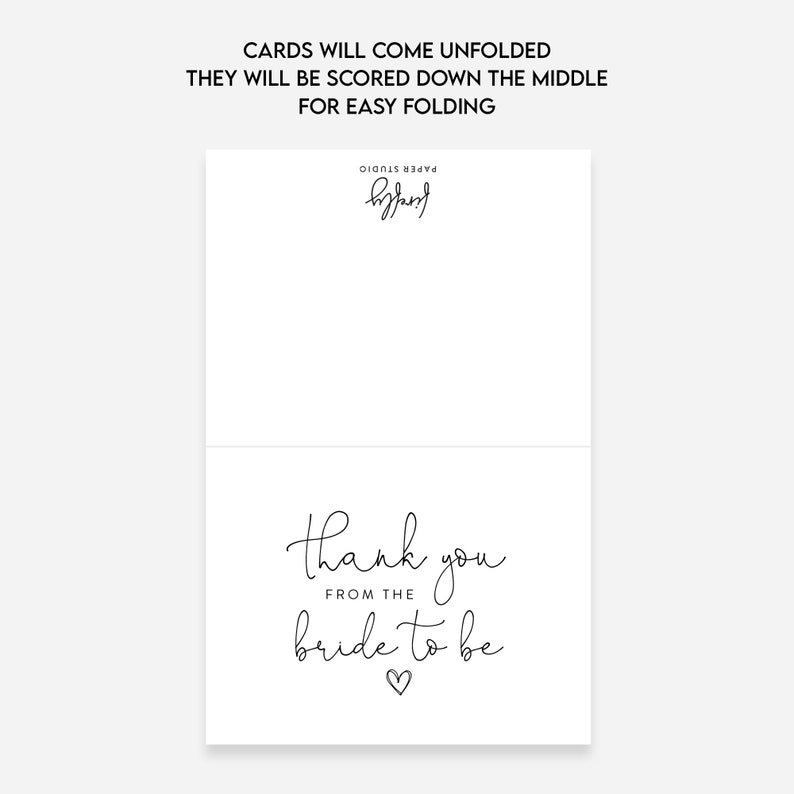Set of Bridal Shower Thank You Cards with Envelopes FPS0014TY image 6