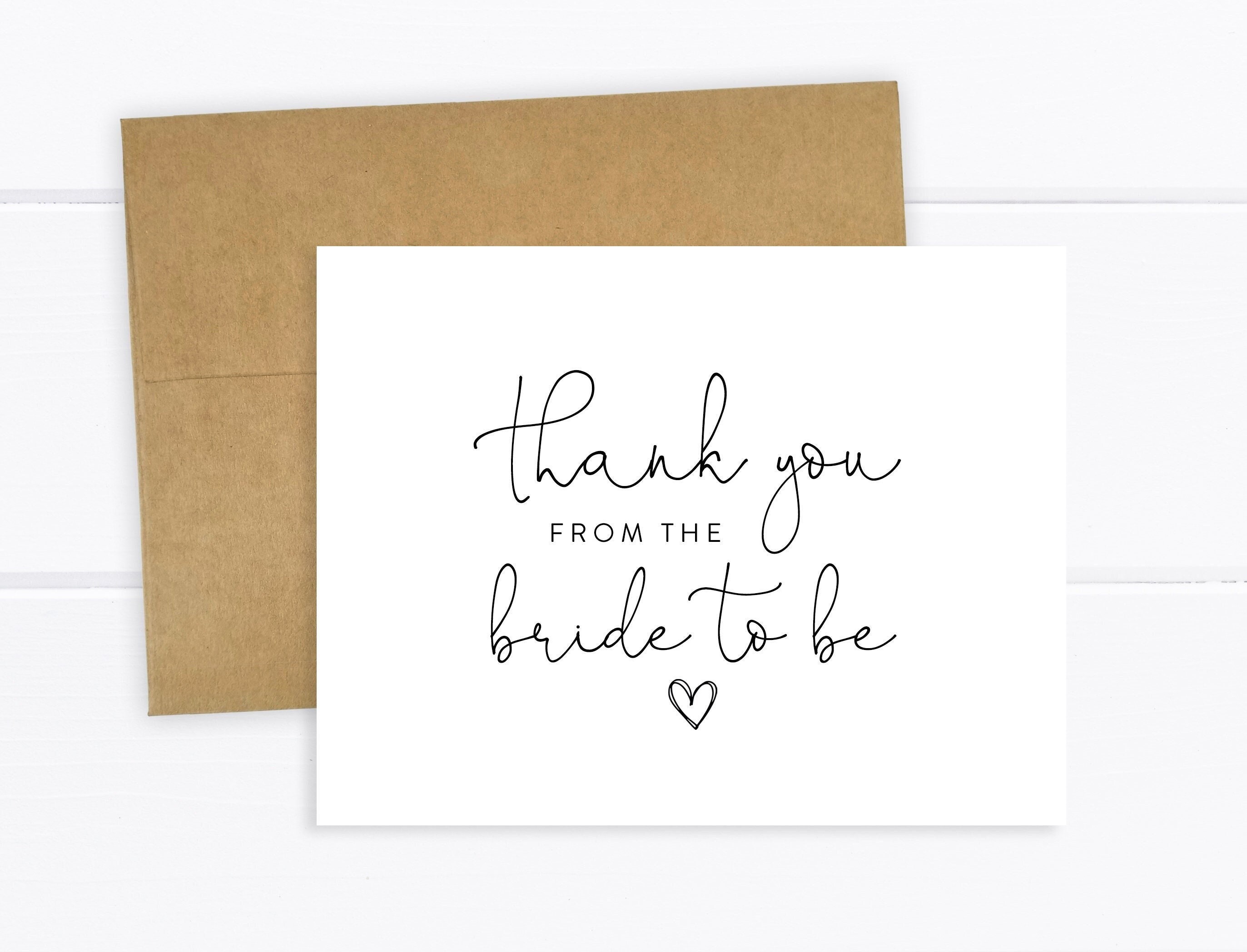 Set of Bridal Shower Thank You Cards With Envelopes Etsy