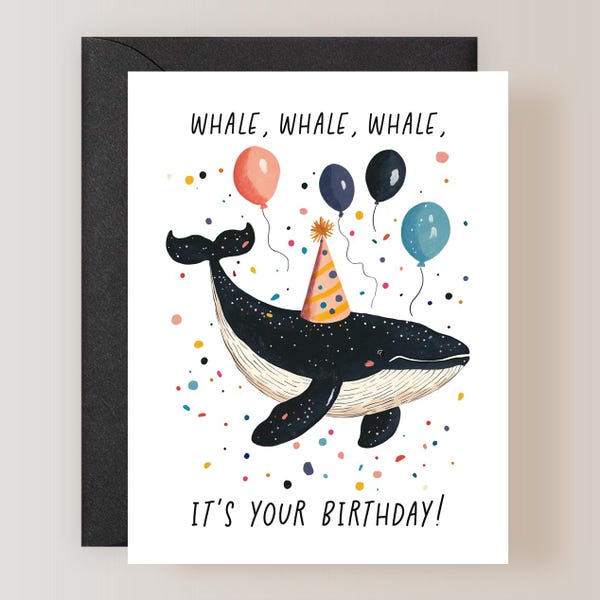 Whale Happy Birthday Card - Etsy
