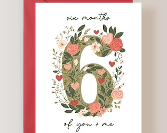 6 Month Anniversary Card, For Girlfriend, For Boyfriend - (FPSANN0017)
