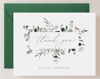 Set of Personalized Greenery Wedding Thank You Cards with Envelopes (FPS0006TYP)