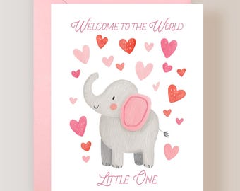 Welcome to the World Card, Elephant New Baby Card - (FPSNB0008)