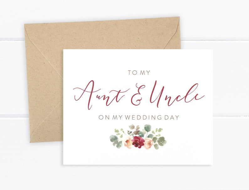 To My Aunt /& Uncle On My Wedding Day Card FPS0066 Aunt and Uncle Card Floral Card - Wedding Card Aunt and Uncle Gift
