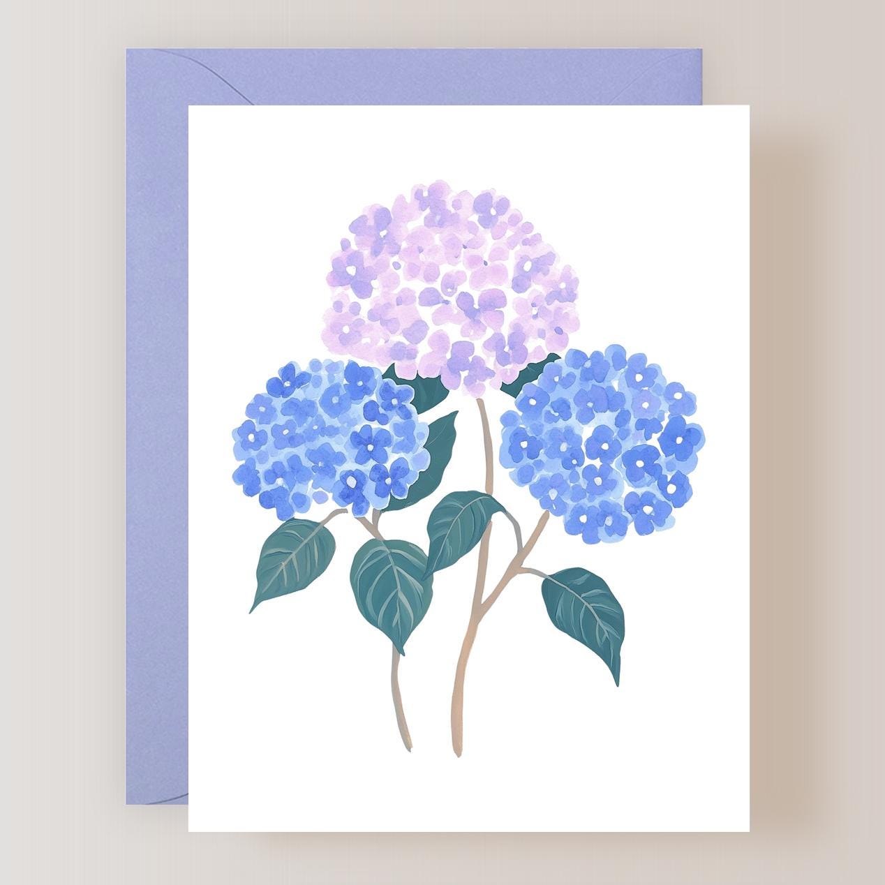 Set of 3 Hydrangea Note Cards With Envelopes, Floral Greeting Cards ...