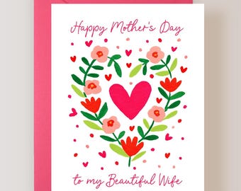 Mother's Day Card for Wife, Happy Mother's Day to my Beautiful Wife - (FPSMD0029)