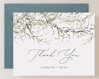 Set of Personalized Greenery Wedding Thank You Cards with Envelopes (FPS0001TYP)