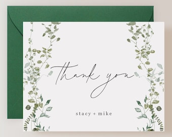 Set of Personalized Greenery Wedding Thank You Cards with Envelopes (FPS0009TYP)