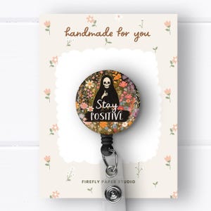 Grim Reaper Badge Reel, Funny Badge Clip, Retractable Badge Reel w/ Alligator Swivel Clip