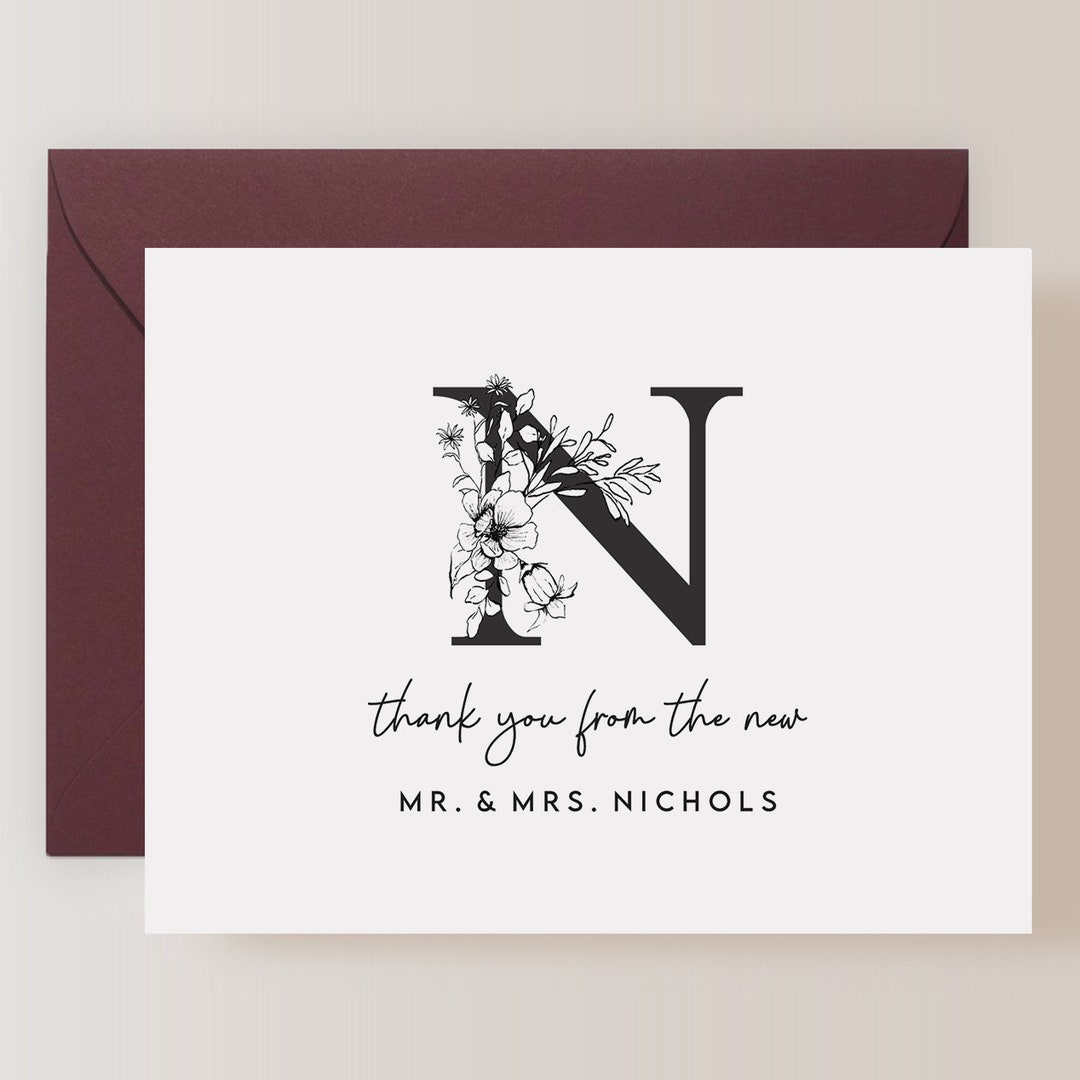 Set of Personalized Wedding Thank You Cards With Envelopes (FPS0032TYP ...
