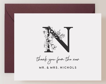 Set of Personalized Wedding Thank You Cards with Envelopes (FPS0032TYP)