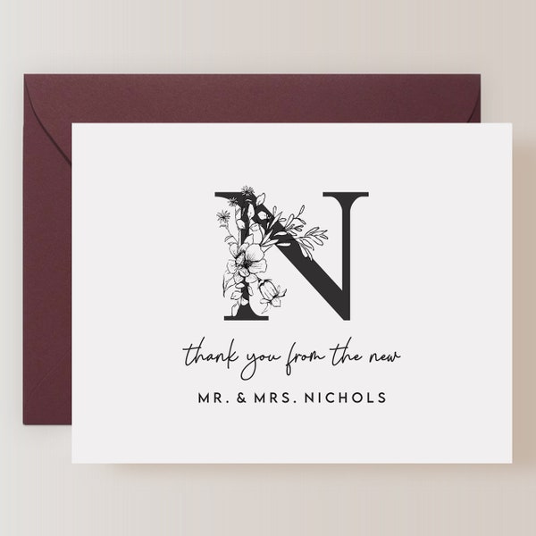 Set of Personalized Wedding Thank You Cards with Envelopes (FPS0032TYP)