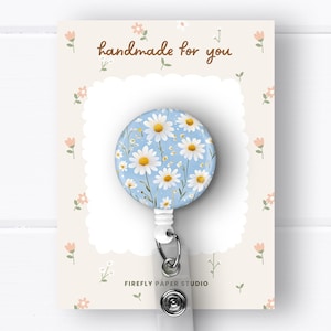 Daisy Badge Reel, Daisy Badge Clip, Retractable Badge Reel w/ Alligator Swivel Clip