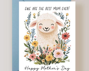 Punny Happy Mother's Day Card, Sheep Card, Mothers Day Pun Greeting Card - (FPSMD0013)