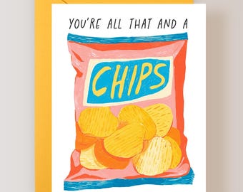 Punny Card for Valentine's Day, You're All That and a Bag of Chips - (FPSVD0028)