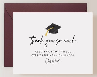 Set of Personalized Graduation Thank You Cards with Envelopes (FPS0024TYP)