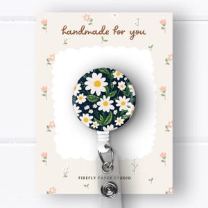 Daisy Badge Reel, Daisy Badge Clip, Retractable Badge Reel w/ Alligator Swivel Clip
