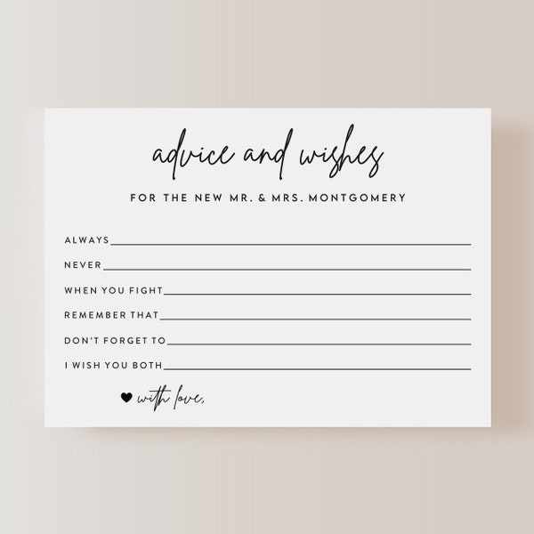 Set of Personalized Advice and Wishes Cards | Advice for the Bride and Groom