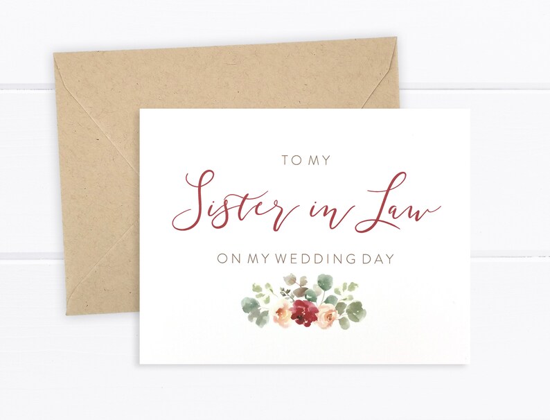 FPS0066 Floral Card - Sister Card To My Sister in Law On My Wedding Day Card Wedding Card