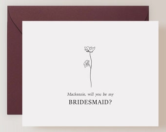 Personalized Will you be my Bridesmaid Card, Bridesmaid Proposal Card, Maid of Honor Proposal Card